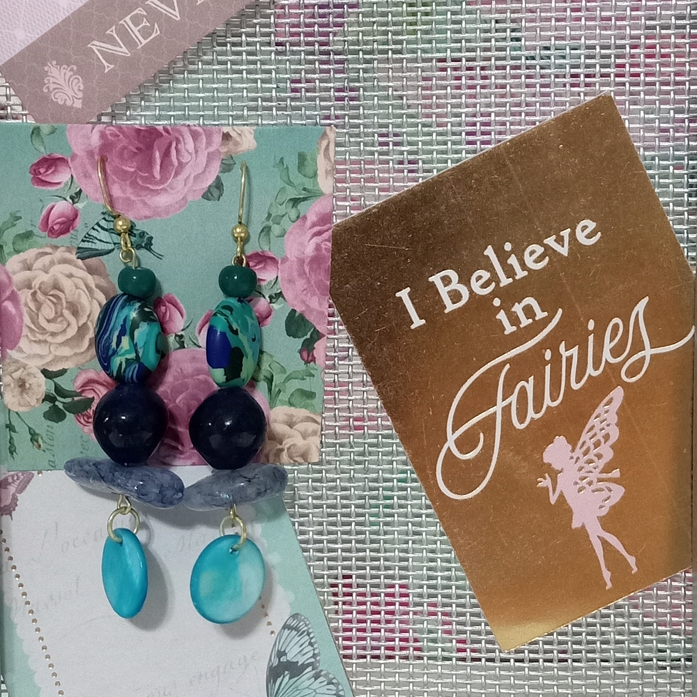Handmade earrings with blue quartz